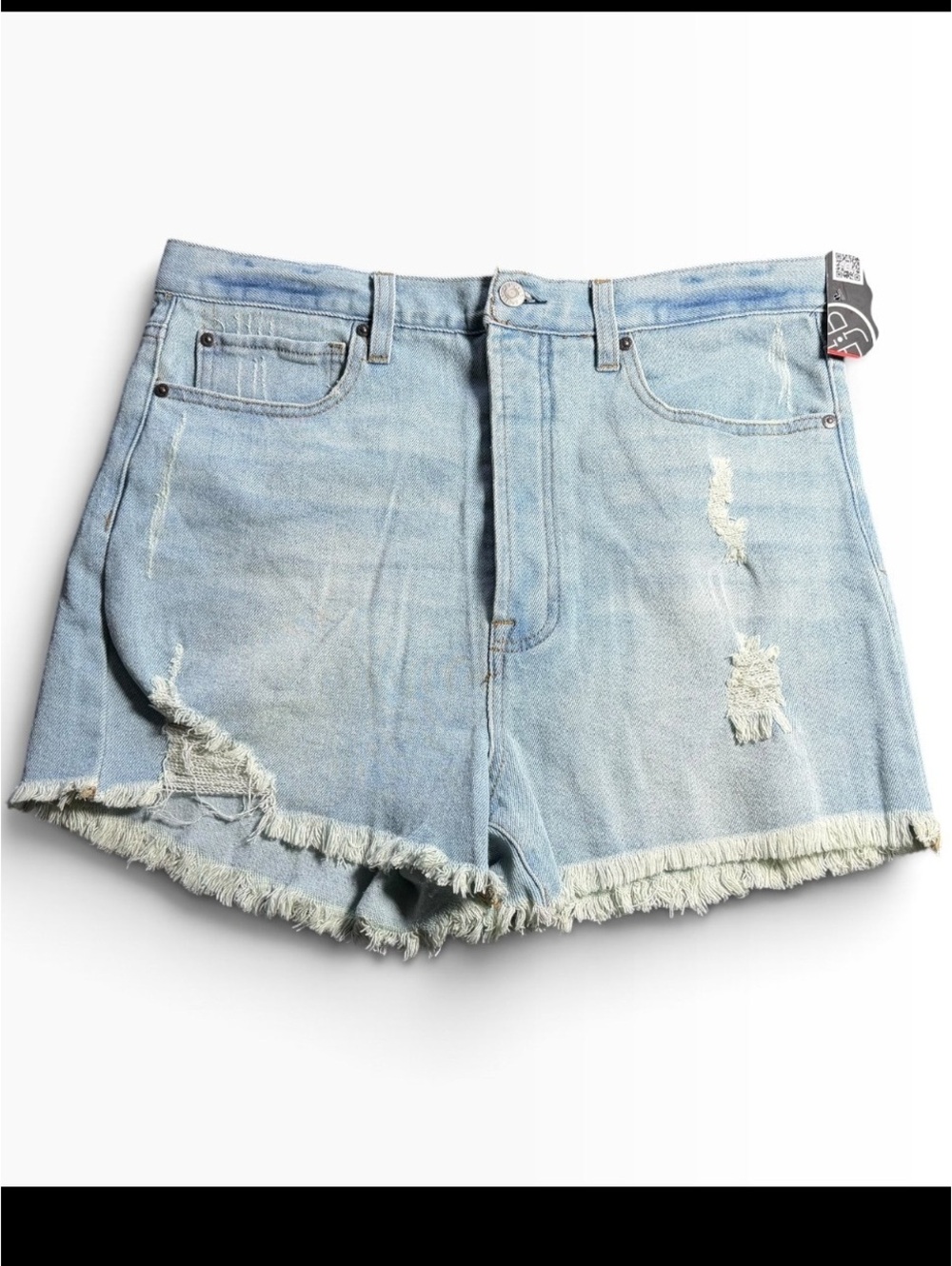 BBJ Los Angeles denim button fly raw hem super high rise cut off jean shorts NWT